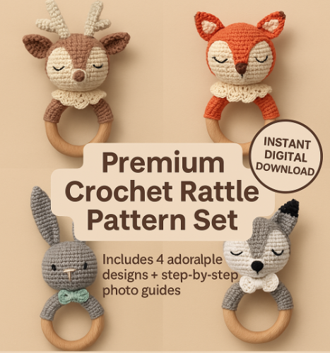4 Premium Crochet Rattle Pattern Set - stitchvaultdesigns